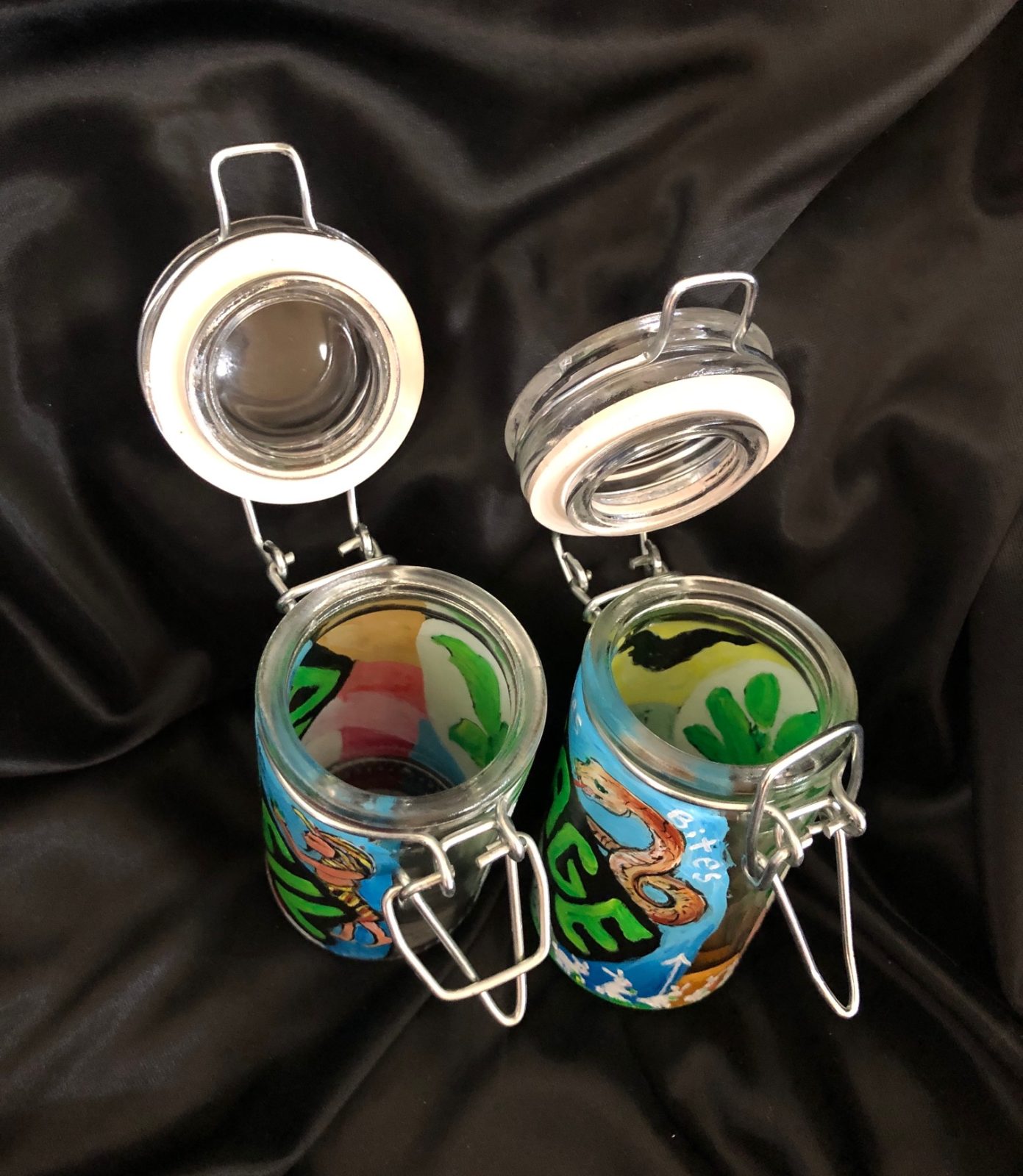 Hand Painted Glass Spice Jar Gift Set of Four. All Jars are Sold Empty. -  STV Designs